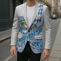 Hawaiian Abstract Sea Turtle Blazer Polynesian Tapa Art and Kakau Tattoo White WaterColor - Polynesian Pride