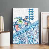 Hawaiian Abstract Sea Turtle Canvas Wall Art Polynesian Tapa Art and Kakau Tattoo White WaterColor - Polynesian Pride
