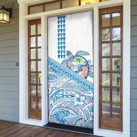 Hawaiian Abstract Sea Turtle Door Cover Polynesian Tapa Art and Kakau Tattoo White WaterColor - Polynesian Pride