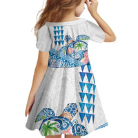 Hawaiian Abstract Sea Turtle Family Matching Tank Maxi Dress and Hawaiian Shirt Polynesian Tapa Art and Kakau Tattoo White WaterColor - Polynesian Pride
