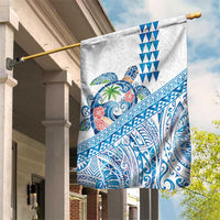 Hawaiian Abstract Sea Turtle Garden Flag Polynesian Tapa Art and Kakau Tattoo White WaterColor - Polynesian Pride