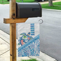 Hawaiian Abstract Sea Turtle Garden Flag Polynesian Tapa Art and Kakau Tattoo White WaterColor - Polynesian Pride