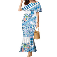 Hawaiian Abstract Sea Turtle Mermaid Dress Polynesian Tapa Art and Kakau Tattoo White WaterColor - Polynesian Pride