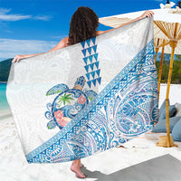 Hawaiian Abstract Sea Turtle Sarong Polynesian Tapa Art and Kakau Tattoo White WaterColor - Polynesian Pride