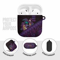 Hawaiian Abstract Sea Turtle AirPods Case Polynesian Tapa Art and Kakau Tattoo Purple WaterColor - Polynesian Pride