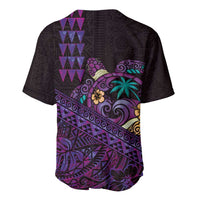 Hawaiian Abstract Sea Turtle Baseball Jersey Polynesian Tapa Art and Kakau Tattoo Purple WaterColor - Polynesian Pride