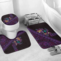 Hawaiian Abstract Sea Turtle Bathroom Set Polynesian Tapa Art and Kakau Tattoo Purple WaterColor - Polynesian Pride