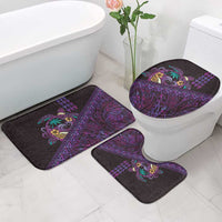 Hawaiian Abstract Sea Turtle Bathroom Set Polynesian Tapa Art and Kakau Tattoo Purple WaterColor - Polynesian Pride