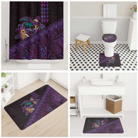 Hawaiian Abstract Sea Turtle Bathroom Set Polynesian Tapa Art and Kakau Tattoo Purple WaterColor - Polynesian Pride