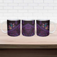 Hawaiian Abstract Sea Turtle Ceramic Mug Polynesian Tapa Art and Kakau Tattoo Purple WaterColor - Polynesian Pride