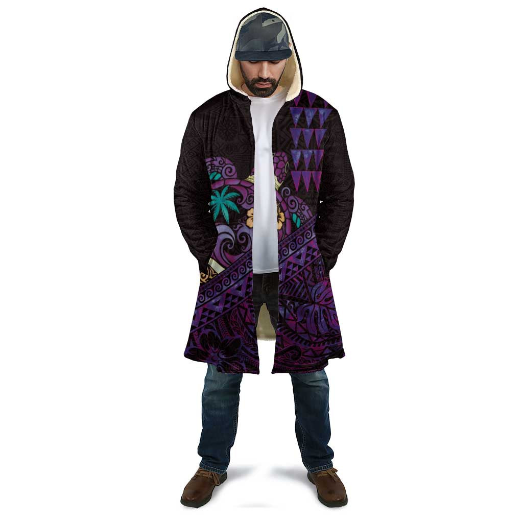 Hawaiian Abstract Sea Turtle Cloak Polynesian Tapa Art and Kakau Tattoo Purple WaterColor - Polynesian Pride