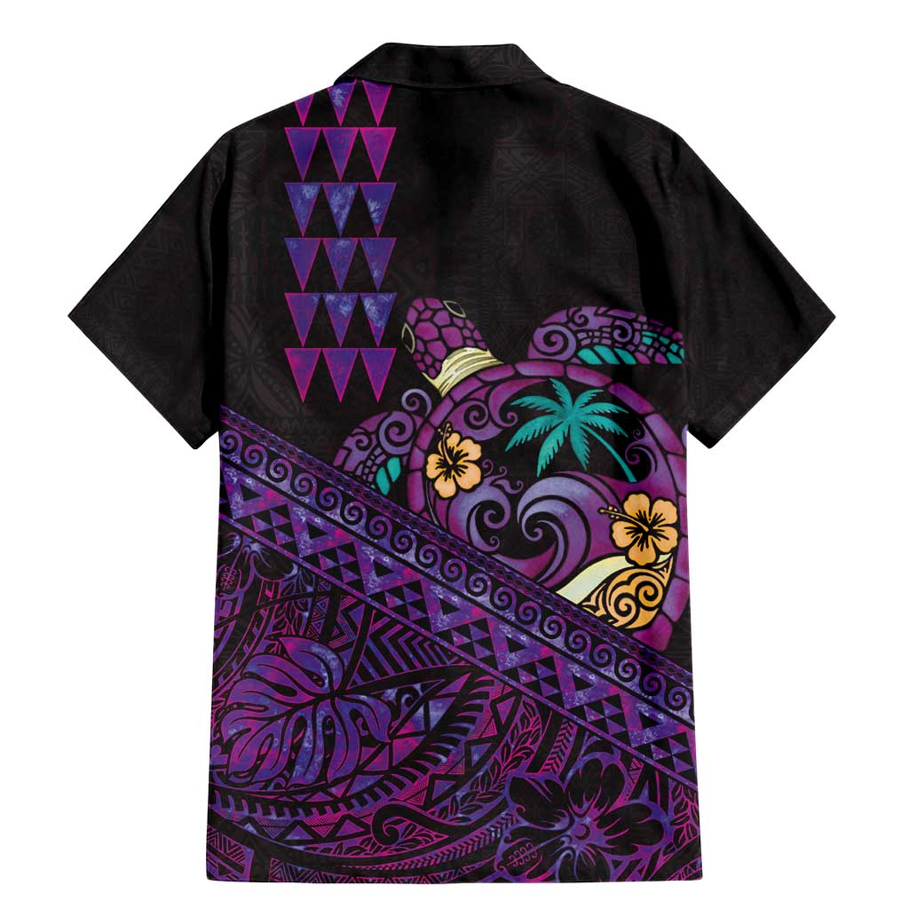 Hawaiian Abstract Sea Turtle Family Matching Mermaid Dress and Hawaiian Shirt Polynesian Tapa Art and Kakau Tattoo Purple WaterColor - Polynesian Pride