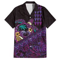 Hawaiian Abstract Sea Turtle Family Matching Short Sleeve Bodycon Dress and Hawaiian Shirt Polynesian Tapa Art and Kakau Tattoo Purple WaterColor - Polynesian Pride