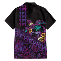Hawaiian Abstract Sea Turtle Hawaiian Shirt Polynesian Tapa Art and Kakau Tattoo Purple WaterColor - Polynesian Pride