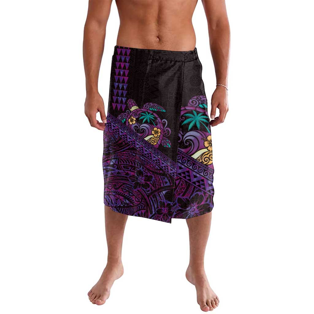 Hawaiian Abstract Sea Turtle Lavalava Polynesian Tapa Art and Kakau Tattoo Purple WaterColor - Polynesian Pride