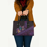 Hawaiian Abstract Sea Turtle Leather Bag Polynesian Tapa Art and Kakau Tattoo Purple WaterColor - Polynesian Pride