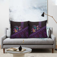 Hawaiian Abstract Sea Turtle Pillow Cover Polynesian Tapa Art and Kakau Tattoo Purple WaterColor - Polynesian Pride