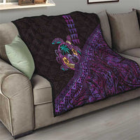 Hawaiian Abstract Sea Turtle Quilt Polynesian Tapa Art and Kakau Tattoo Purple WaterColor - Polynesian Pride