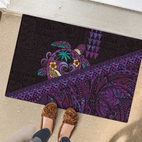 Hawaiian Abstract Sea Turtle Rubber Doormat Polynesian Tapa Art and Kakau Tattoo Purple WaterColor - Polynesian Pride