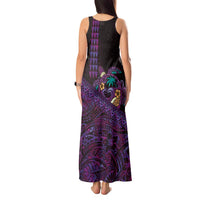 Hawaiian Abstract Sea Turtle Tank Maxi Dress Polynesian Tapa Art and Kakau Tattoo Purple WaterColor - Polynesian Pride