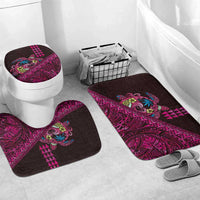 Hawaiian Abstract Sea Turtle Bathroom Set Polynesian Tapa Art and Kakau Tattoo Pink WaterColor - Polynesian Pride