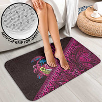 Hawaiian Abstract Sea Turtle Bathroom Set Polynesian Tapa Art and Kakau Tattoo Pink WaterColor - Polynesian Pride