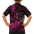 Hawaiian Abstract Sea Turtle Family Matching Off The Shoulder Long Sleeve Dress and Hawaiian Shirt Polynesian Tapa Art and Kakau Tattoo Pink WaterColor - Polynesian Pride