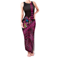 Hawaiian Abstract Sea Turtle Family Matching Tank Maxi Dress and Hawaiian Shirt Polynesian Tapa Art and Kakau Tattoo Pink WaterColor - Polynesian Pride