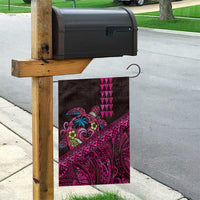 Hawaiian Abstract Sea Turtle Garden Flag Polynesian Tapa Art and Kakau Tattoo Pink WaterColor - Polynesian Pride