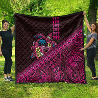 Hawaiian Abstract Sea Turtle Quilt Polynesian Tapa Art and Kakau Tattoo Pink WaterColor - Polynesian Pride