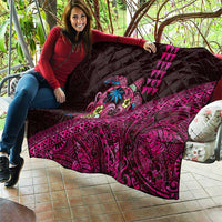 Hawaiian Abstract Sea Turtle Quilt Polynesian Tapa Art and Kakau Tattoo Pink WaterColor - Polynesian Pride