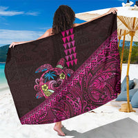 Hawaiian Abstract Sea Turtle Sarong Polynesian Tapa Art and Kakau Tattoo Pink WaterColor - Polynesian Pride