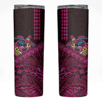 Hawaiian Abstract Sea Turtle Skinny Tumbler Polynesian Tapa Art and Kakau Tattoo Pink WaterColor - Polynesian Pride