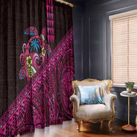 Hawaiian Abstract Sea Turtle Window Curtain Polynesian Tapa Art and Kakau Tattoo Pink WaterColor - Polynesian Pride