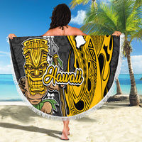 Hawaii Island Beach Blanket Hawaiian Warrior and Kakau Symbols Abstract Tattoo LT03 - Wonder Print Shop