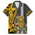 Hawaii Island Family Matching Short Sleeve Bodycon Dress and Hawaiian Shirt Hawaiian Warrior and Kakau Symbols Abstract Tattoo LT03 Dad's Shirt - Short Sleeve Yellow - Polynesian Pride