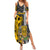 Hawaii Island Family Matching Summer Maxi Dress and Hawaiian Shirt Hawaiian Warrior and Kakau Symbols Abstract Tattoo LT03 Mom's Dress Yellow - Polynesian Pride