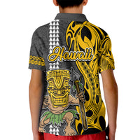 Hawaii Island Kid Polo Shirt Hawaiian Warrior and Kakau Symbols Abstract Tattoo LT03 - Polynesian Pride
