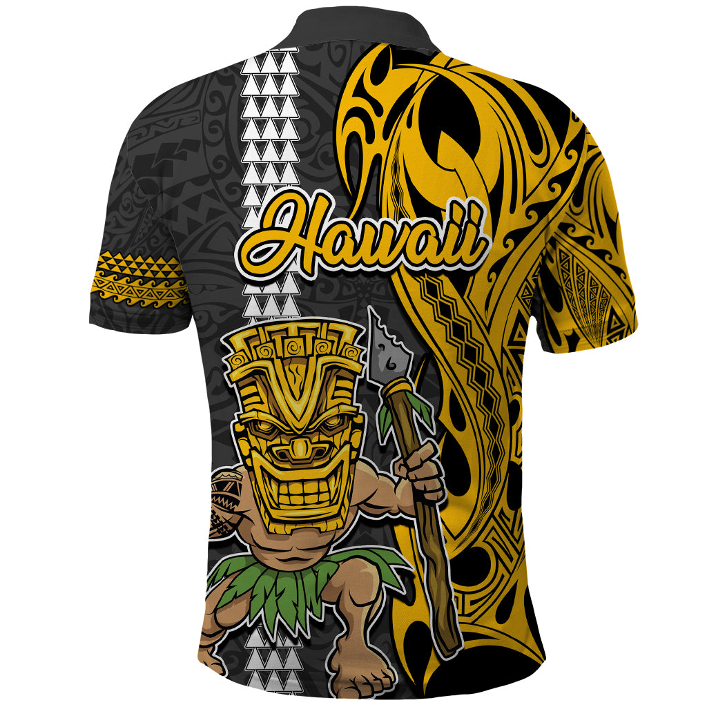 Hawaii Island Polo Shirt Hawaiian Warrior and Kakau Symbols Abstract Tattoo LT03 - Polynesian Pride