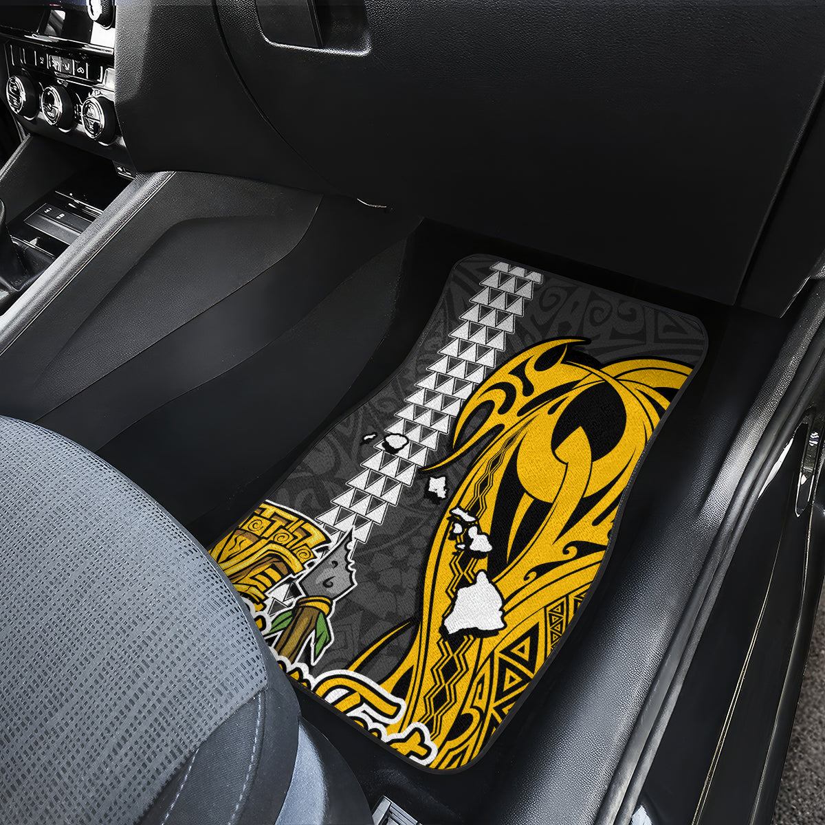 Custom Hawaii Island Car Mats Hawaiian Warrior and Kakau Symbols Abstract Tattoo LT03 - Polynesian Pride