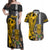 Custom Hawaii Island Couples Matching Off Shoulder Maxi Dress and Hawaiian Shirt Hawaiian Warrior and Kakau Symbols Abstract Tattoo LT03 Yellow - Polynesian Pride