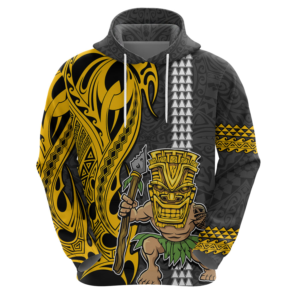 Custom Hawaii Island Hoodie Hawaiian Warrior and Kakau Symbols Abstract Tattoo LT03 - Polynesian Pride