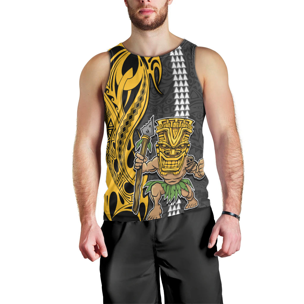 Custom Hawaii Island Men Tank Top Hawaiian Warrior and Kakau Symbols Abstract Tattoo LT03 - Polynesian Pride