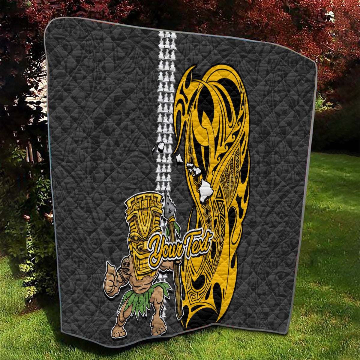 Custom Hawaii Island Quilt Hawaiian Warrior and Kakau Symbols Abstract Tattoo LT03 - Polynesian Pride