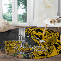 Custom Hawaii Island Round Carpet Hawaiian Warrior and Kakau Symbols Abstract Tattoo LT03 - Polynesian Pride