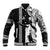Hawaii Island Baseball Jacket Hawaiian King and Kakau Symbols Abstract Shoulder Tattoo LT03 Unisex Black - Polynesian Pride
