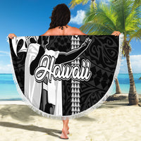 Hawaii Island Beach Blanket Hawaiian King and Kakau Symbols Abstract Shoulder Tattoo LT03 - Wonder Print Shop