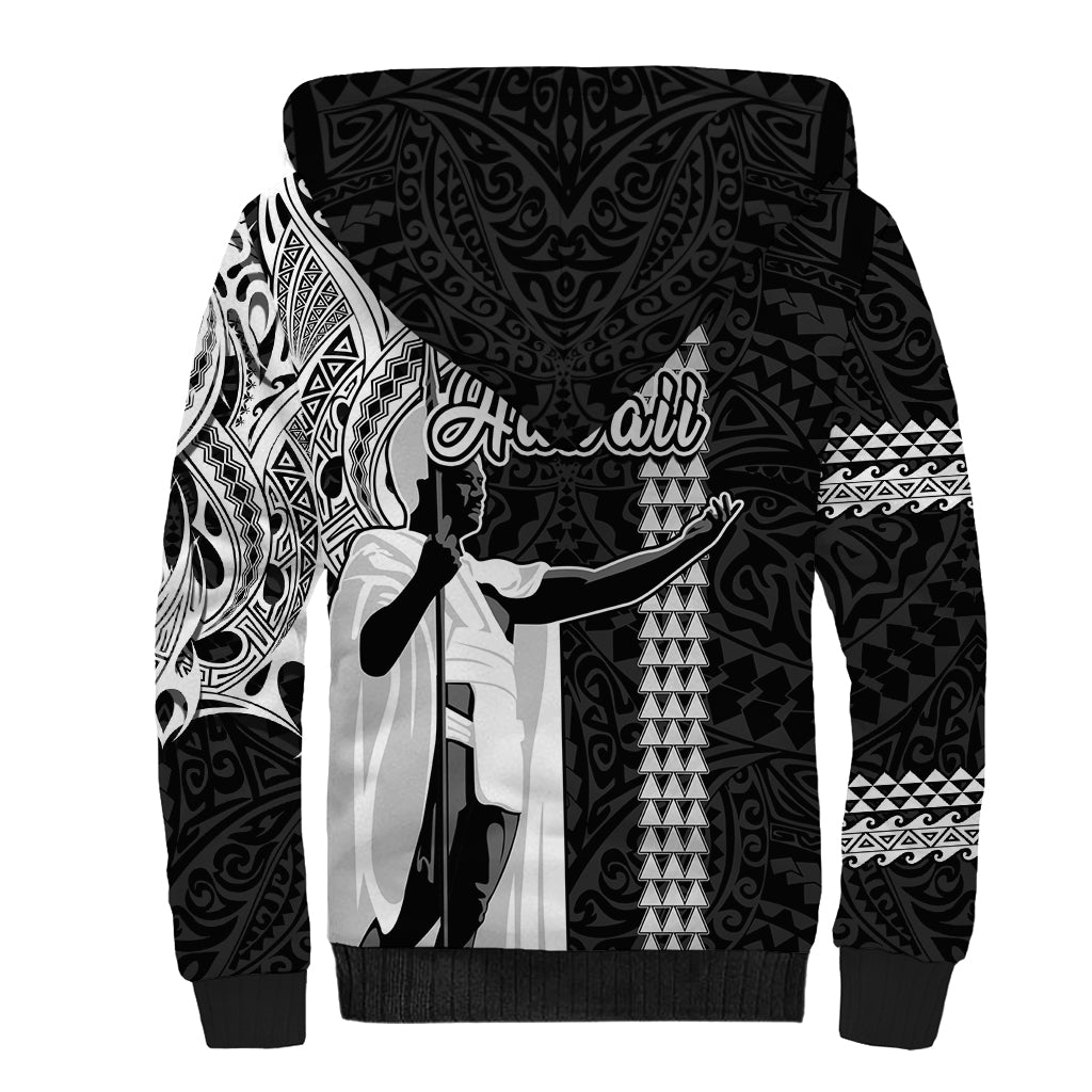 Hawaii Island Sherpa Hoodie Hawaiian King and Kakau Symbols Abstract Shoulder Tattoo LT03 - Polynesian Pride