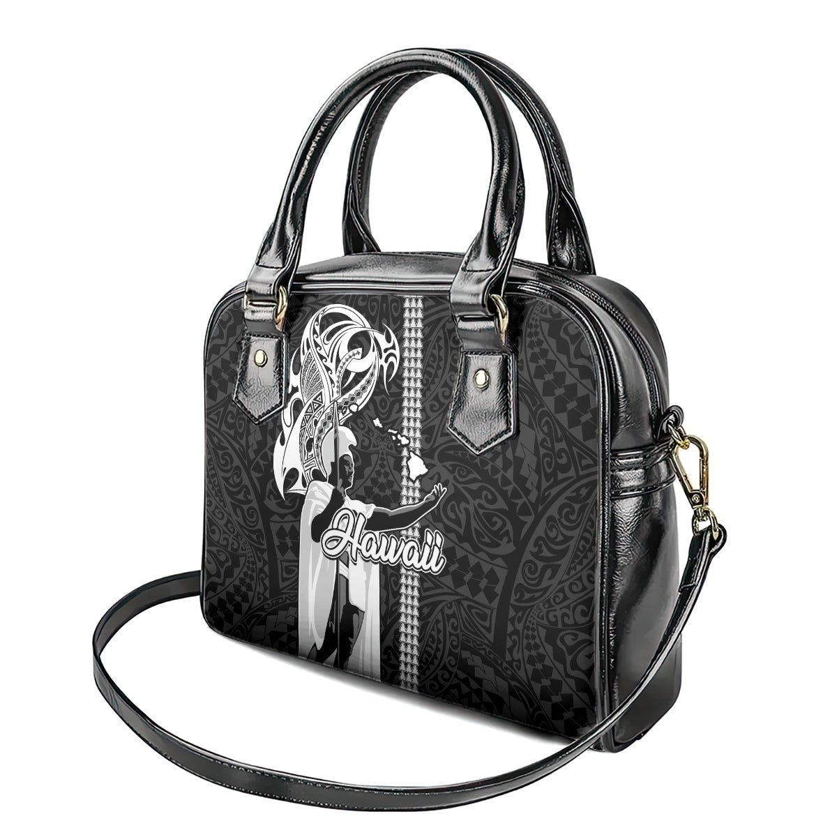 Hawaii Island Shoulder Handbag Hawaiian King and Kakau Symbols Abstract Shoulder Tattoo LT03 - Polynesian Pride