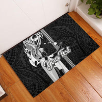 Custom Hawaii Island Rubber Doormat Hawaiian King and Kakau Symbols Abstract Shoulder Tattoo LT03 Black - Polynesian Pride